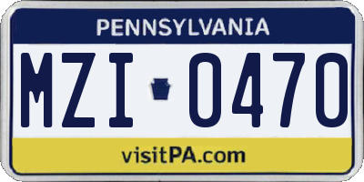 PA license plate MZI0470