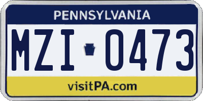 PA license plate MZI0473