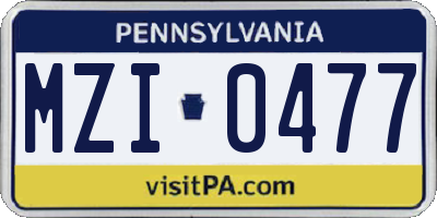 PA license plate MZI0477