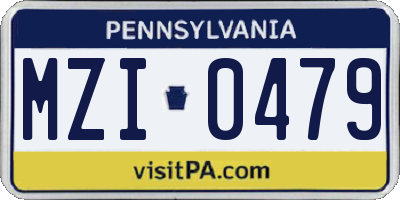 PA license plate MZI0479