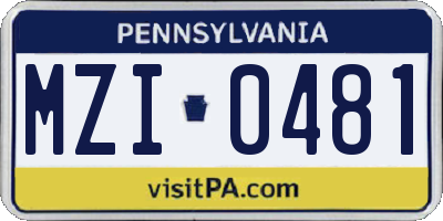 PA license plate MZI0481