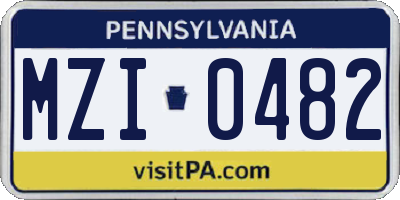 PA license plate MZI0482