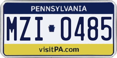 PA license plate MZI0485