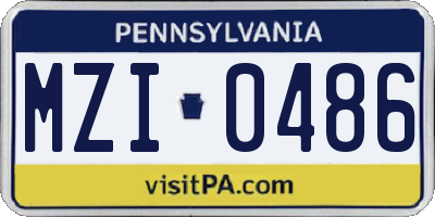 PA license plate MZI0486