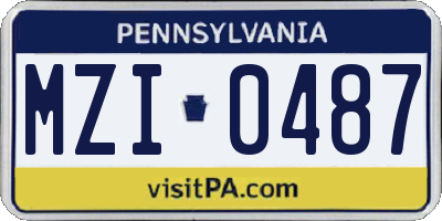 PA license plate MZI0487