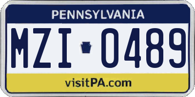 PA license plate MZI0489