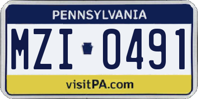 PA license plate MZI0491