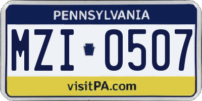 PA license plate MZI0507