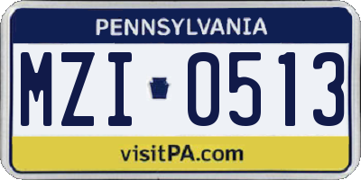 PA license plate MZI0513