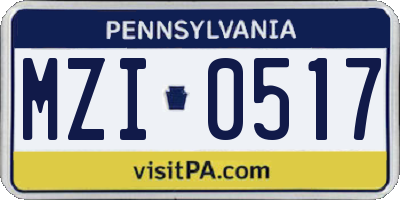 PA license plate MZI0517