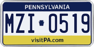 PA license plate MZI0519