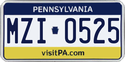PA license plate MZI0525