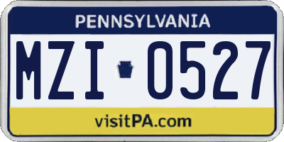 PA license plate MZI0527