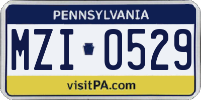 PA license plate MZI0529