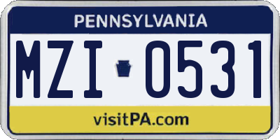 PA license plate MZI0531