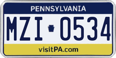 PA license plate MZI0534