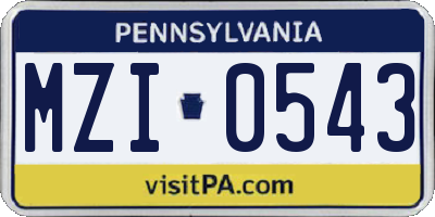 PA license plate MZI0543