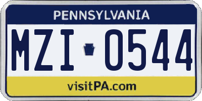 PA license plate MZI0544