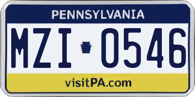PA license plate MZI0546