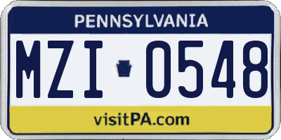 PA license plate MZI0548
