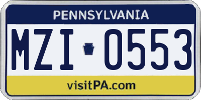 PA license plate MZI0553