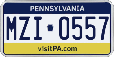 PA license plate MZI0557