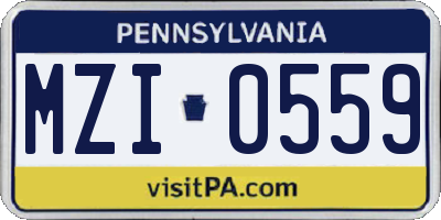 PA license plate MZI0559