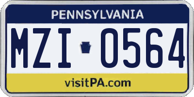 PA license plate MZI0564