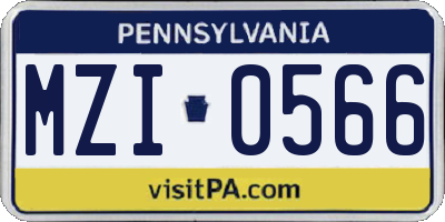 PA license plate MZI0566