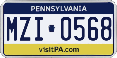 PA license plate MZI0568
