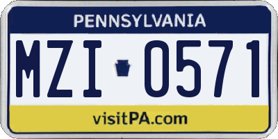 PA license plate MZI0571