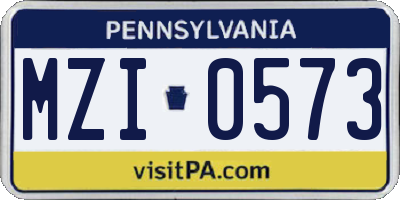 PA license plate MZI0573