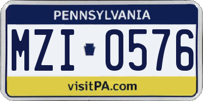 PA license plate MZI0576