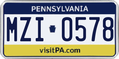 PA license plate MZI0578
