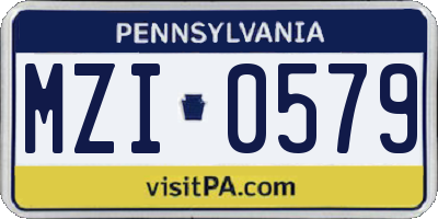 PA license plate MZI0579