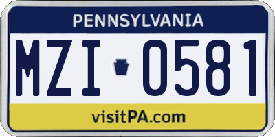 PA license plate MZI0581