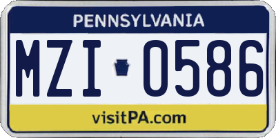 PA license plate MZI0586