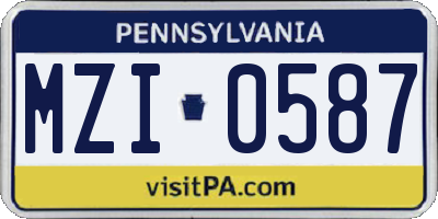 PA license plate MZI0587