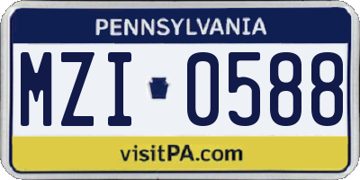 PA license plate MZI0588
