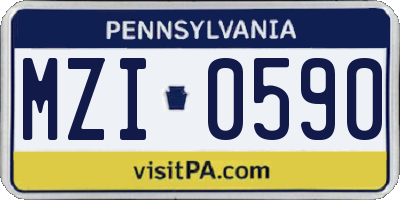 PA license plate MZI0590