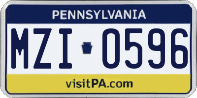 PA license plate MZI0596