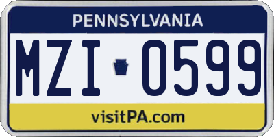 PA license plate MZI0599
