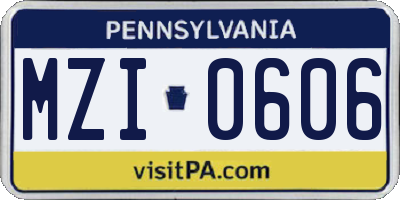 PA license plate MZI0606
