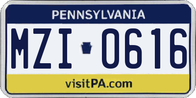 PA license plate MZI0616
