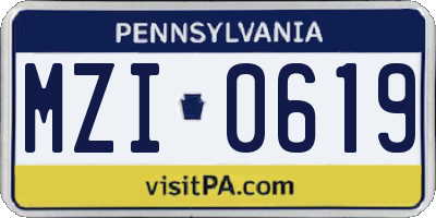 PA license plate MZI0619