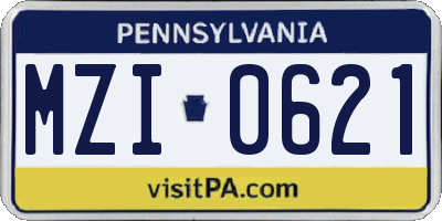 PA license plate MZI0621