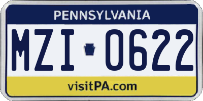 PA license plate MZI0622
