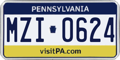 PA license plate MZI0624