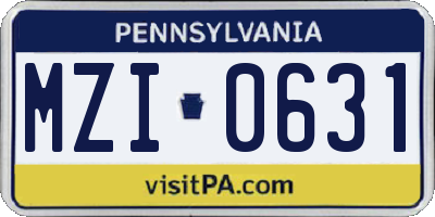PA license plate MZI0631