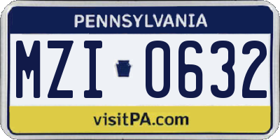 PA license plate MZI0632
